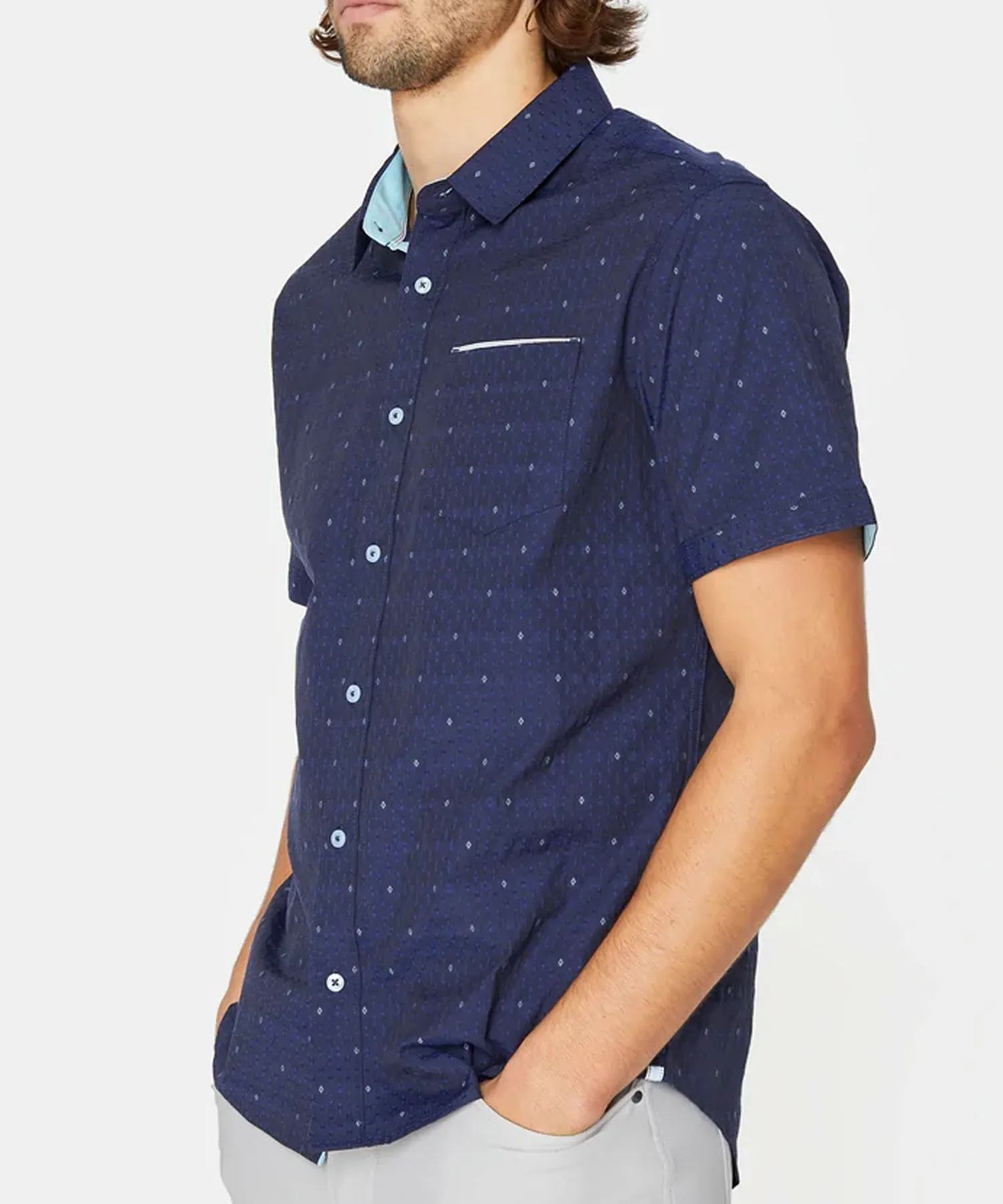 7 Diamonds Sudden Impact Short Sleeve Shirt - Blue