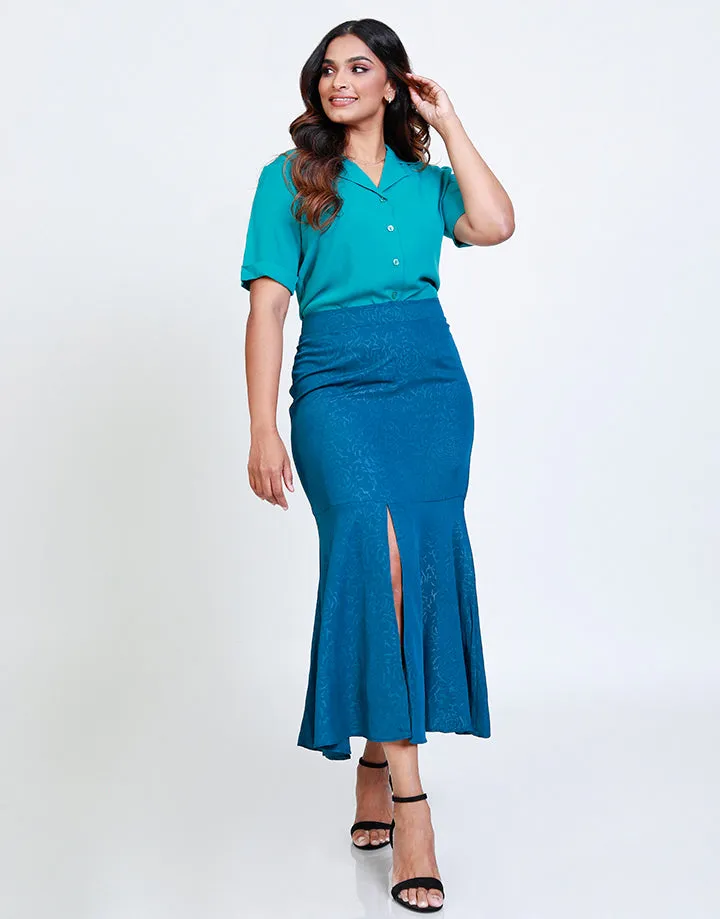 A-Line Midi Skirt with Front Slit