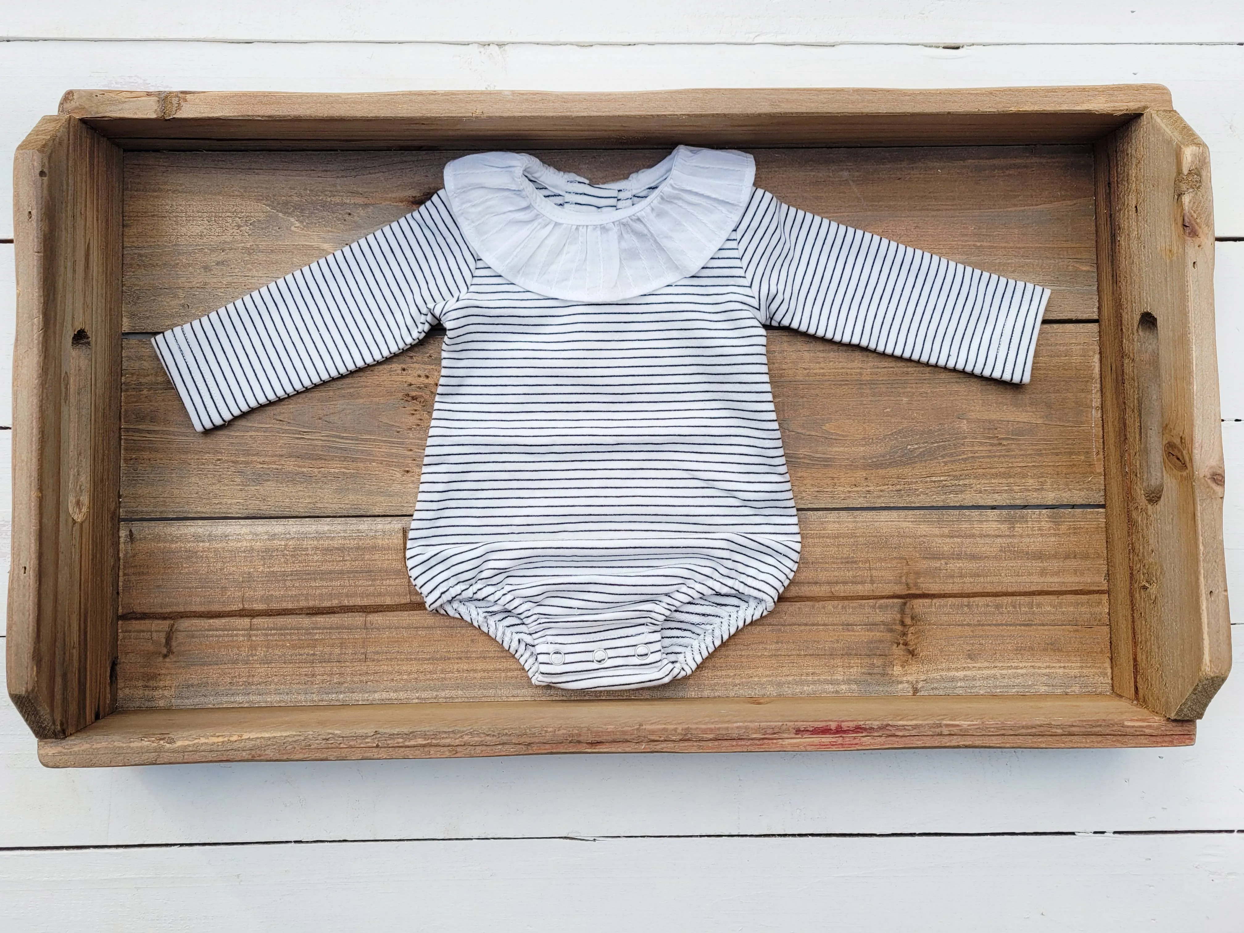 Baby Girl Onesie White Collar Onesie or Stripped Onesie