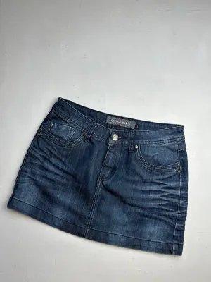 Blue denim low rise y2k 90s vintage mini skirt (L)