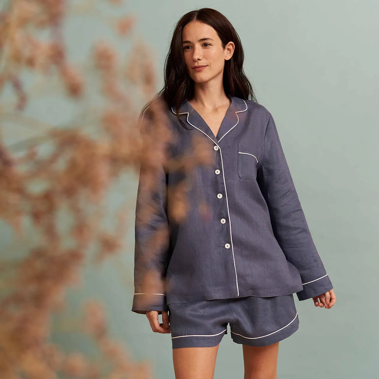 Blueberry Linen Pyjama Shorts