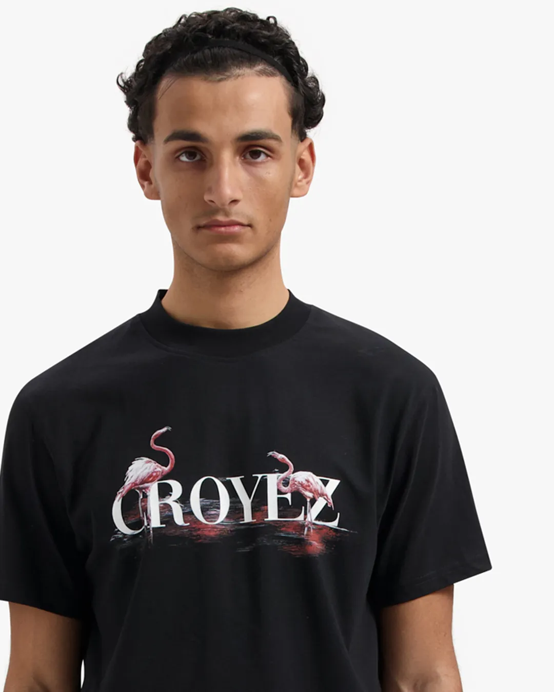 CROYEZ PINK FLAMINGO T-SHIRT - VINTAGE BLACK