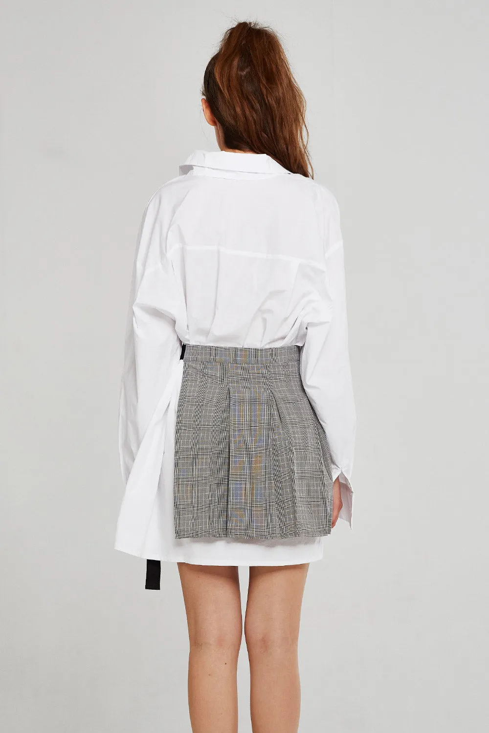 Eva Plaid Pleated Skirt Belt