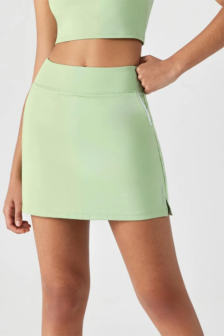 FlexEase™ Side-Slit Tennis Skirt-Lt Green