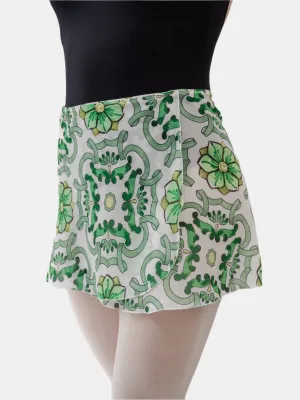 Green Maiolica Wrap Short Dance Skirt MP302