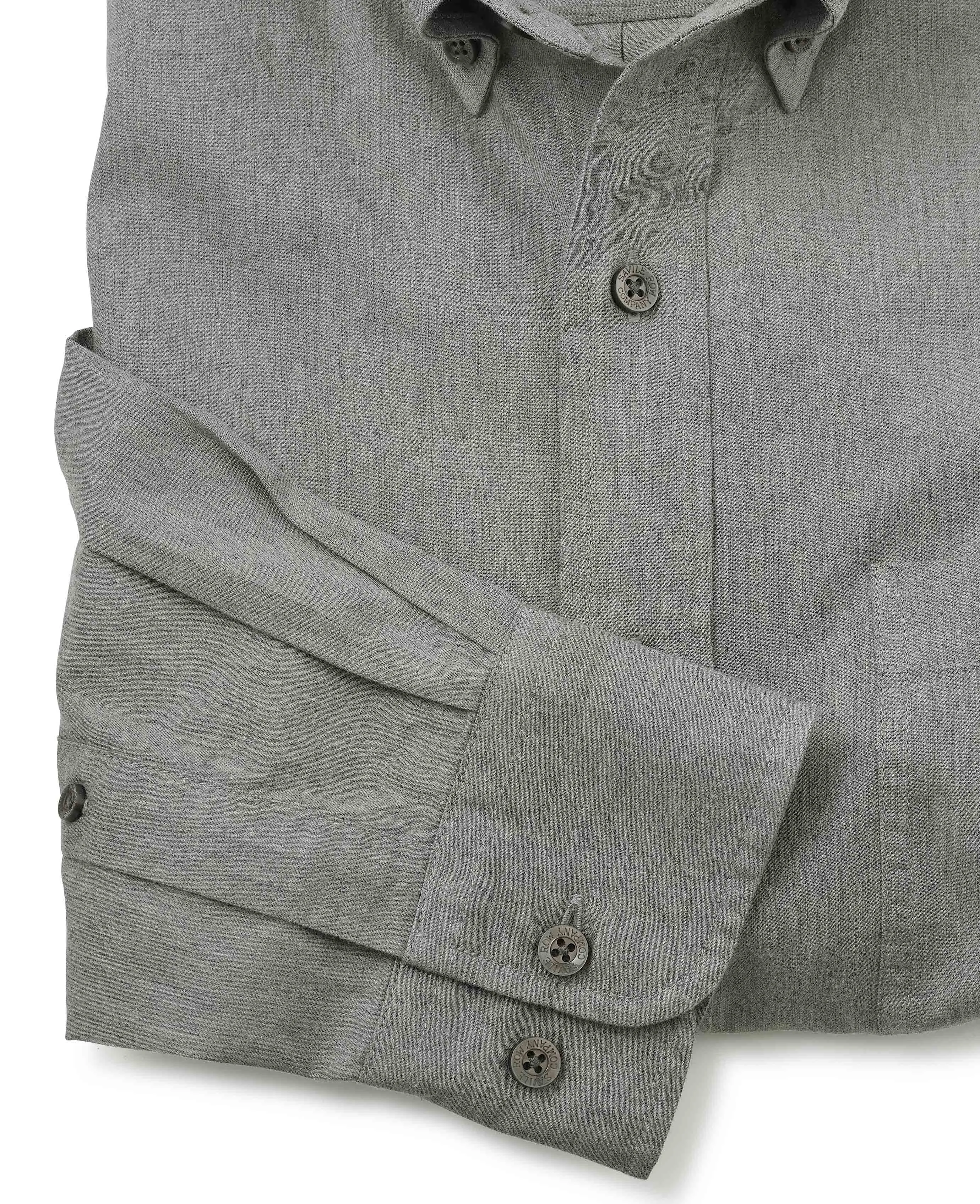 Grey Twill Classic Fit Button-Down Shirt