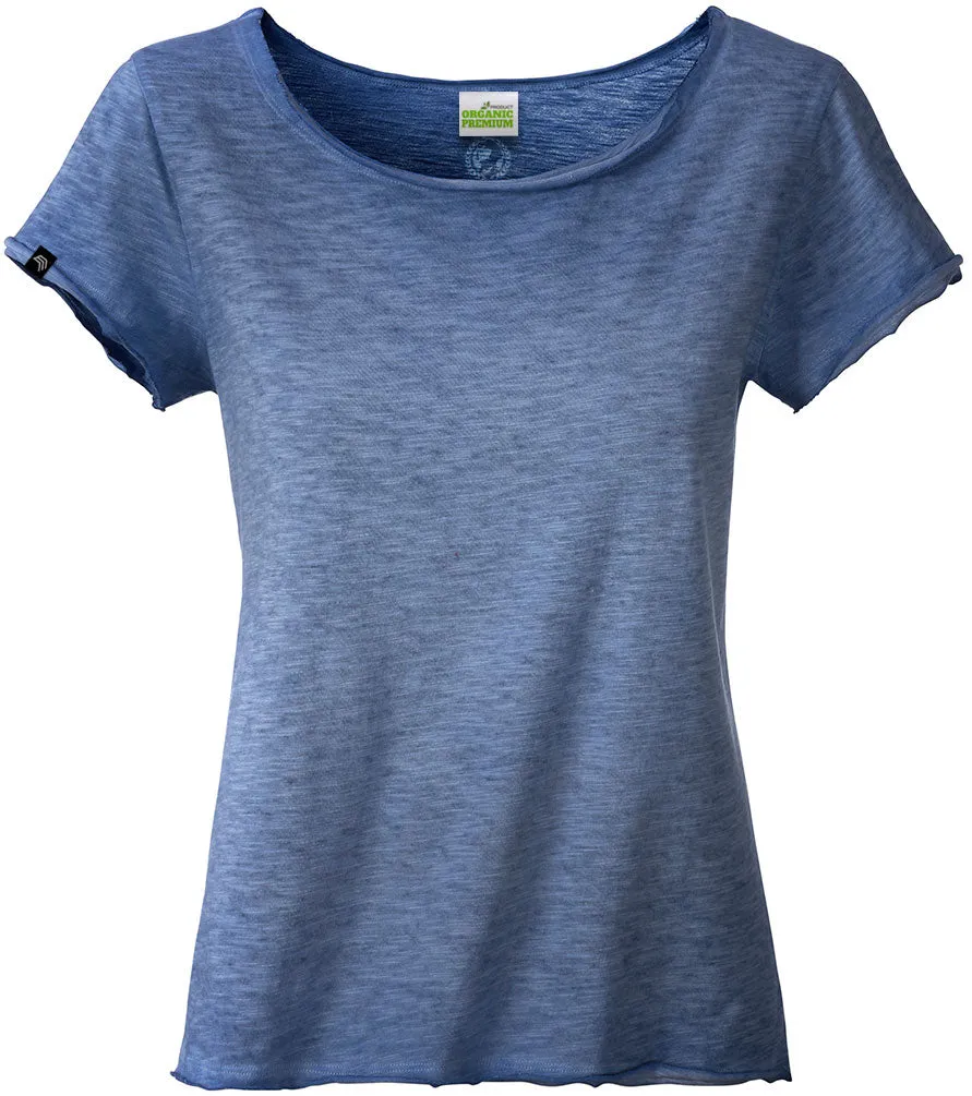 JAN 8015 ― Damen Bio-Baumwolle Flammgarn T-Shirt - Denim Blau