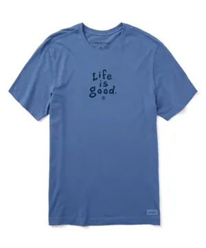 Life is Good LIG Vintage Wordmark Stacked Crusher Tee - Vintage Blue