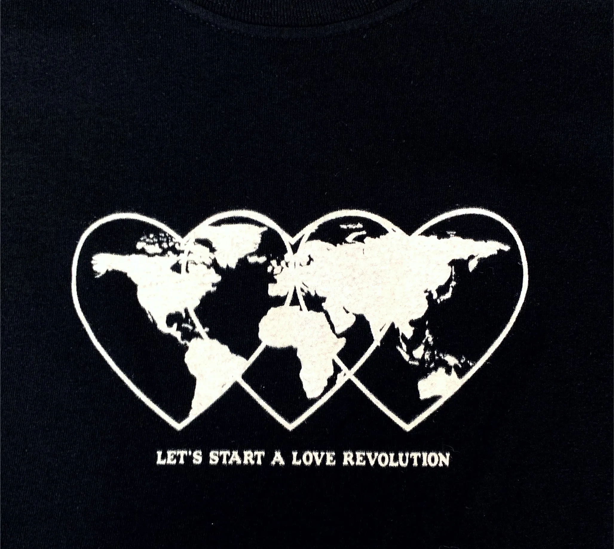 Love Revolution Graphic Black Unisex Cropped Tee