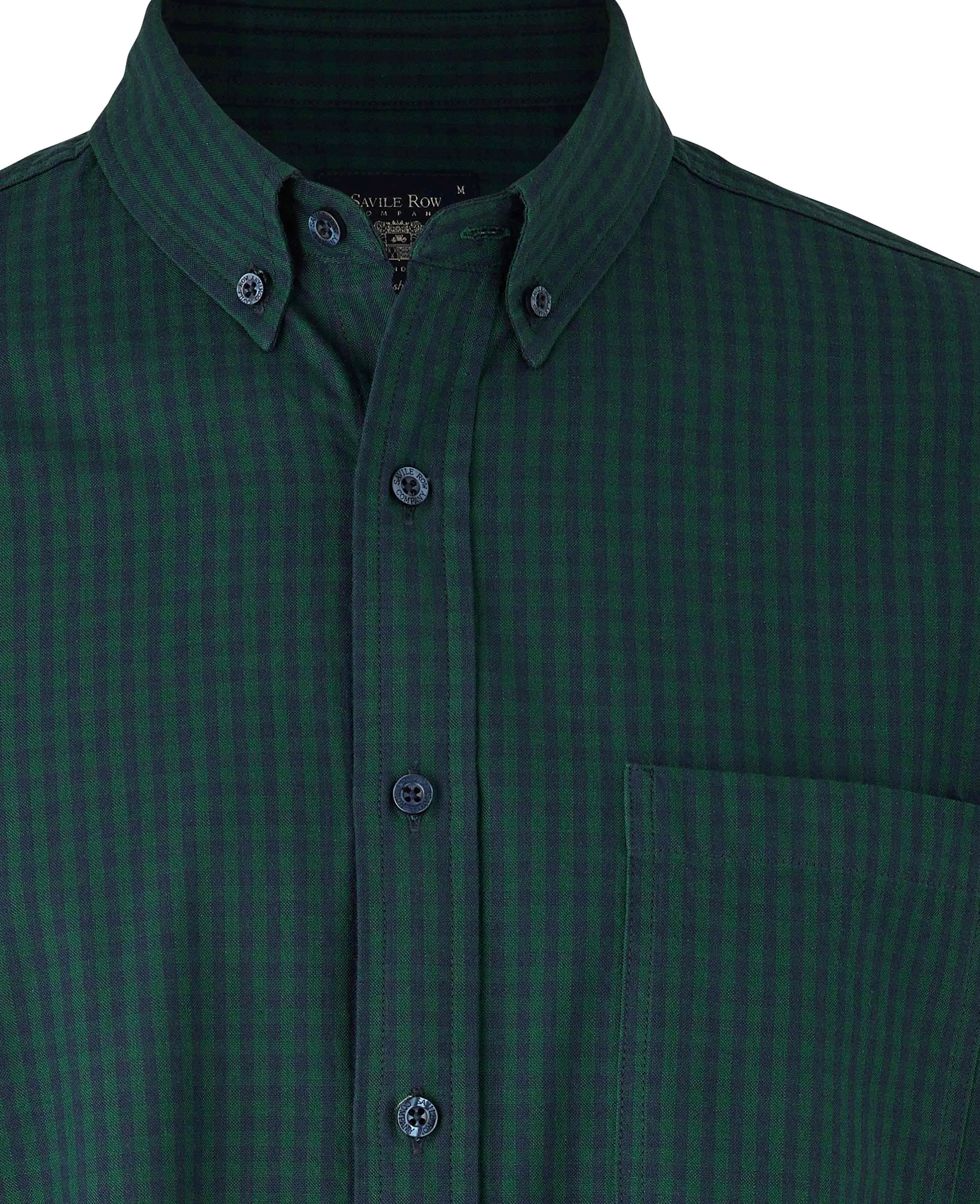 Navy Green Classic Fit Button-Down Gingham Shirt