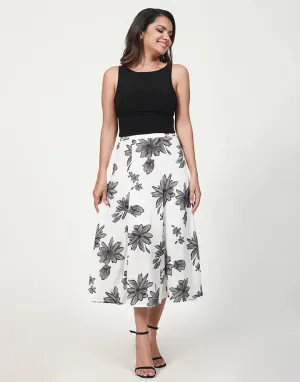 Printed 8 Piece Flared Midi Skirt