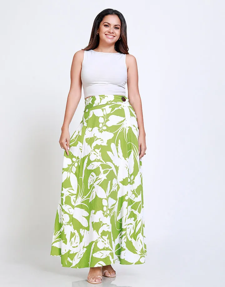 Printed A-Line Maxi Skirt