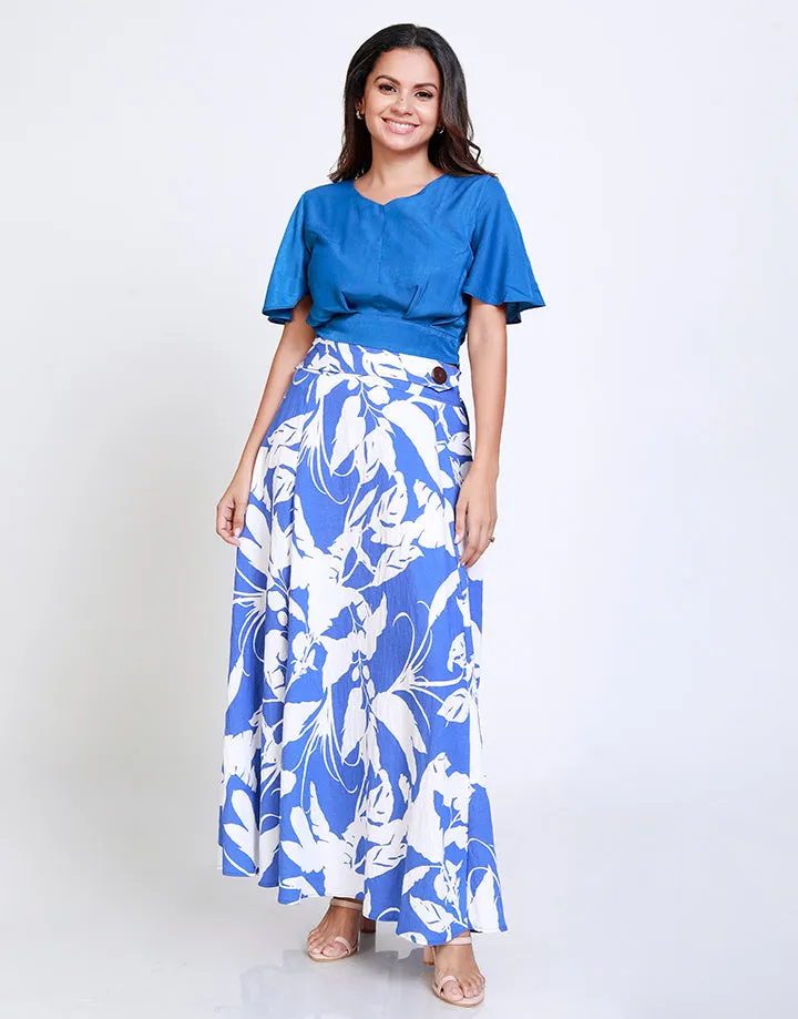 Printed A-Line Maxi Skirt