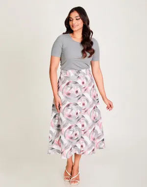 Printed Midi Skirt with Buttons