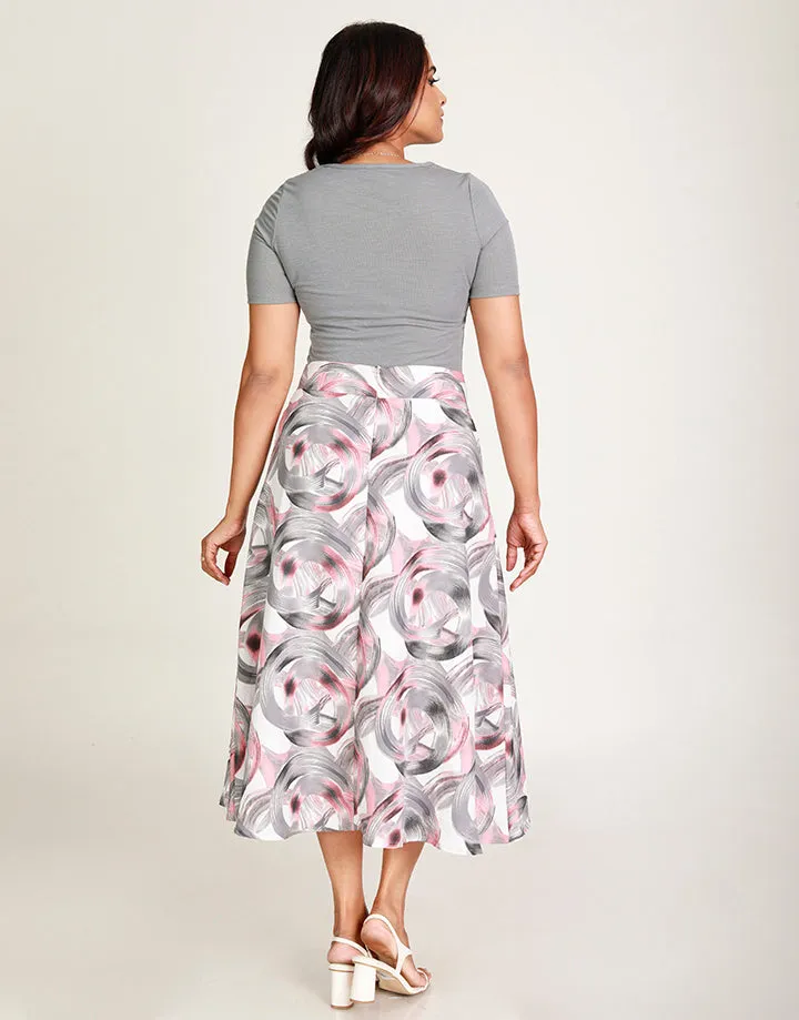 Printed Midi Skirt with Buttons