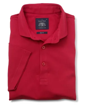 Red Cotton Pique Slim Fit Polo Shirt