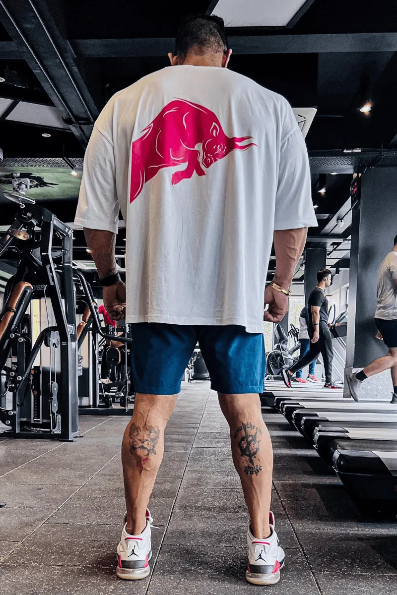 Signature Magenta Bull Oversized T-shirt (White)