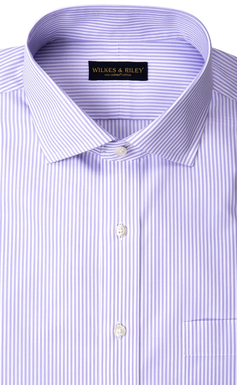 Tailored Fit Lavender Bengal Stripe English Spread Collar  Supima® Cotton Non-Iron Broadcloth Dress Shirt (B/T)