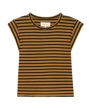 The Peak Shoulder Tee. -- Over Dyed Suntan Gondola Stripe